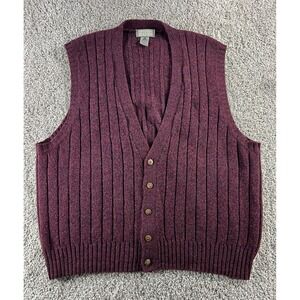 Vintage Christopher Hayes Mens Burgundy Shetland Wool Ribbed Sweater Vest Large